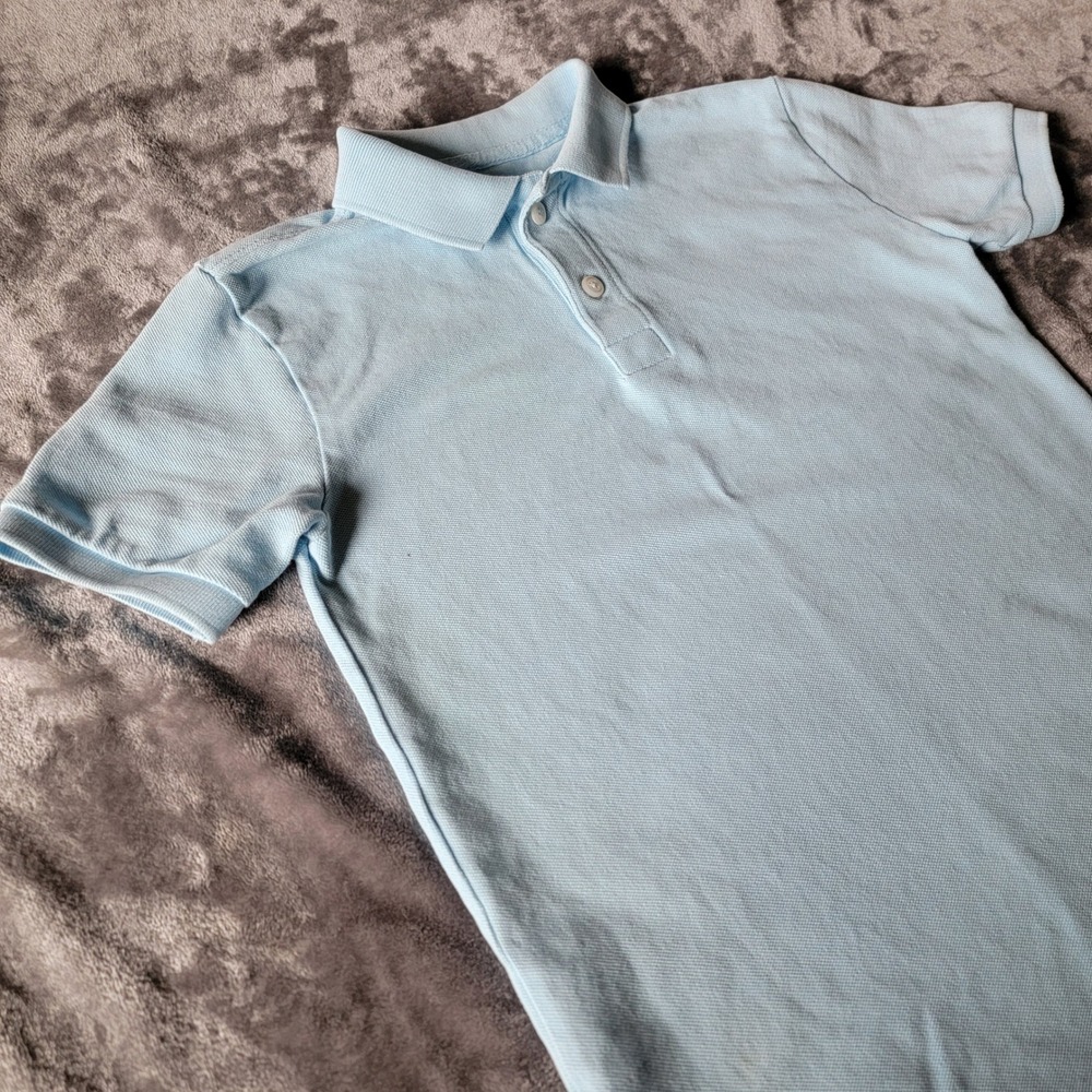 Nordstrom Polo Shirt Kids Size 7/8 Blue Excellent Short Sleeve Cotton Pique 752